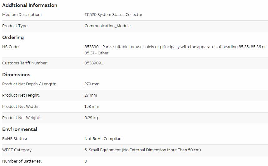 ABB TC520 3BSE001449R1